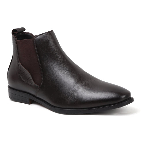 Men's Classic Slip-On Ankle Chelsea Leather's Boot with Elastic Gussets
