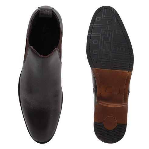 Men's Classic Slip-On Ankle Chelsea Leather's Boot with Elastic Gussets