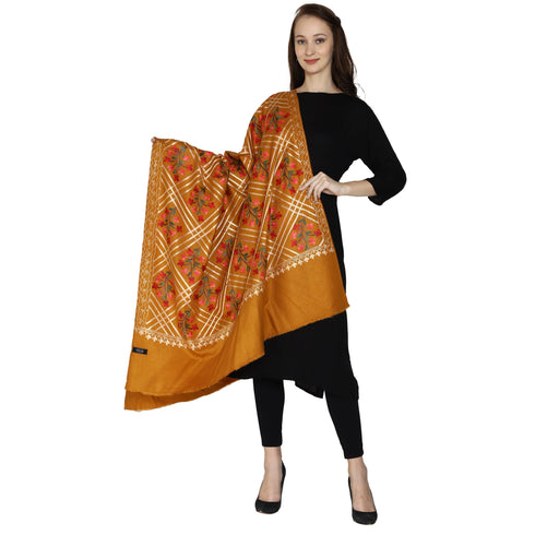 Women's Aari Embroidered Wool Shawl