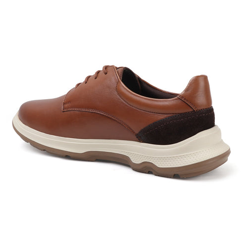 Men's Lace-Up Leather Casual Shoe with Lightweight Comfort Sole