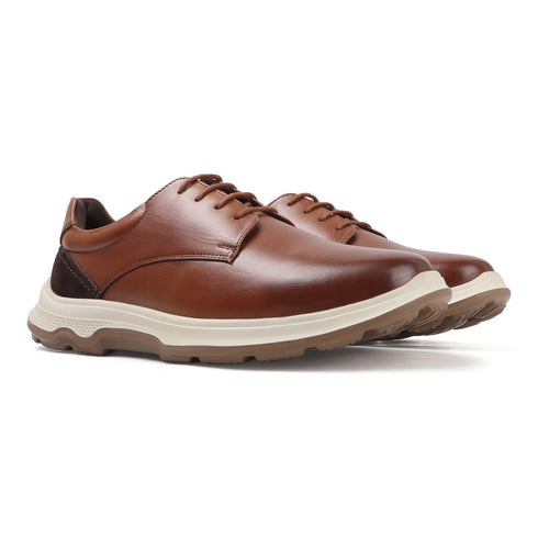 Men's Lace-Up Leather Casual Shoe with Lightweight Comfort Sole