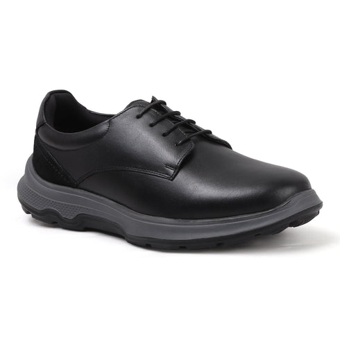 Men's Lace-Up Leather Casual Shoe with Lightweight Comfort Sole