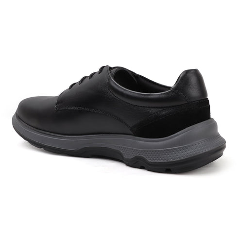 Men's Lace-Up Leather Casual Shoe with Lightweight Comfort Sole
