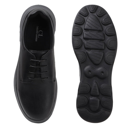 Men's Lace-Up Leather Casual Shoe with Lightweight Comfort Sole