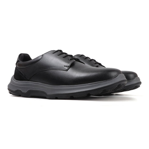 Men's Lace-Up Leather Casual Shoe with Lightweight Comfort Sole