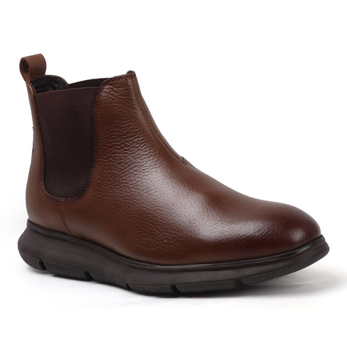 Men's Modern Leather Textured Ankle Chelsea Boot with Lightweight