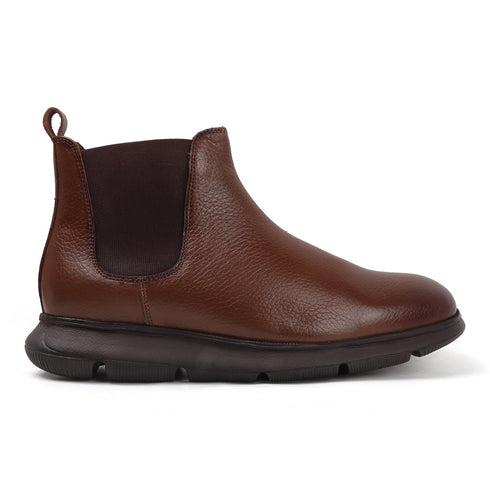 Men's Modern Leather Textured Ankle Chelsea Boot with Lightweight