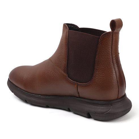 Men's Modern Leather Textured Ankle Chelsea Boot with Lightweight