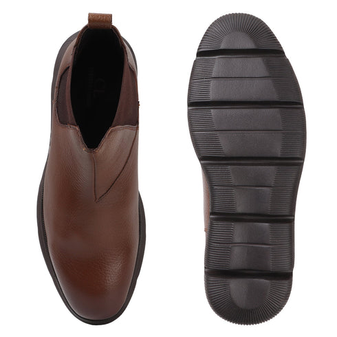 Men's Modern Leather Textured Ankle Chelsea Boot with Lightweight