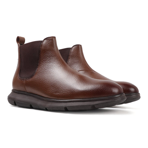Men's Modern Leather Textured Ankle Chelsea Boot with Lightweight