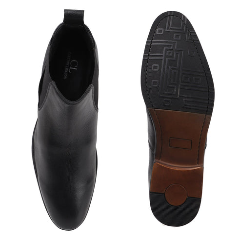 Men's Classic Slip-On Ankle Chelsea Leather's Boot with Elastic Gussets