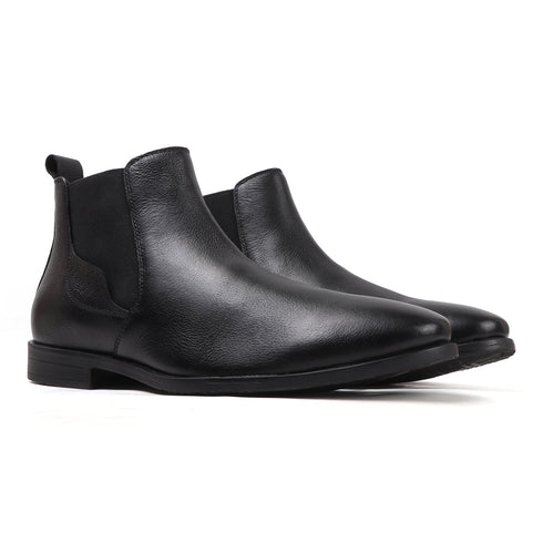 Men's Classic Slip-On Ankle Chelsea Leather's Boot with Elastic Gussets