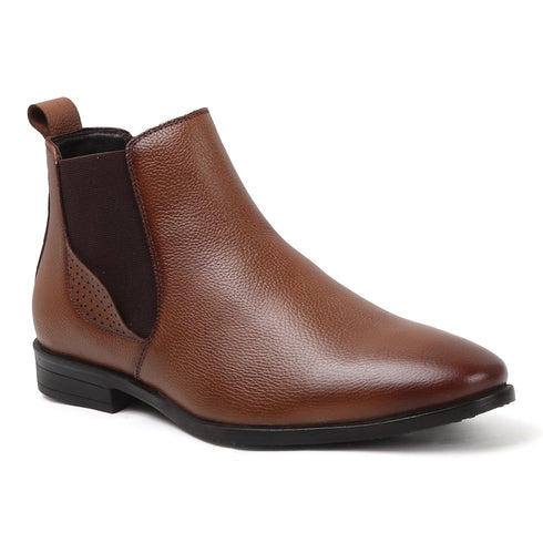 Men's Classic Slip-On Ankle Chelsea Leather's Boot with Elastic Gussets
