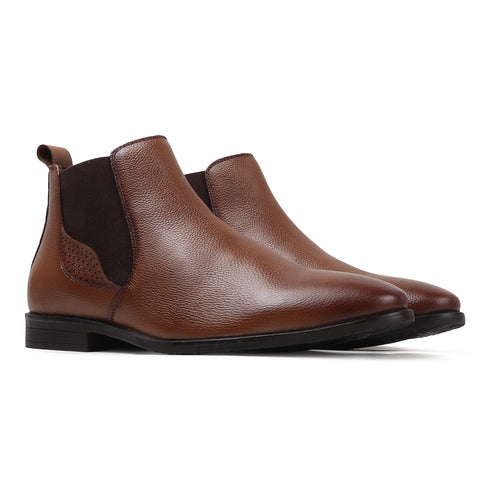 Men's Classic Slip-On Ankle Chelsea Leather's Boot with Elastic Gussets