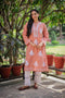 Saba Chikankari Long Kurta In Cotton - Orange