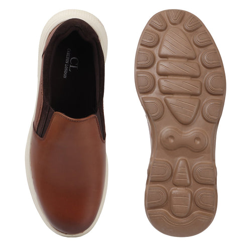 Men's Easy Slip-On Leather Casual Shoe with Lightweight Comfort Sole