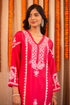 Saba Chikankari Long Kurta In Muslin - Pink
