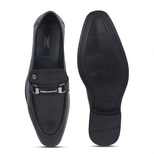 Men's Pebble Leather Dress Loafer with Contrast Band