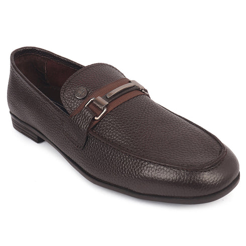Men's Slip-Ons Textured Leather Loafers with Webbed Strap