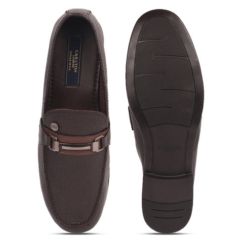 Men's Slip-Ons Textured Leather Loafers with Webbed Strap