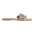Women's Metallic Gold Crisscross Strap Flat Slide Sandals