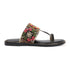 Women's Flat Toe-Ring Sandals with Black Multicolored Floral Embroidery