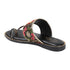 Women's Flat Toe-Ring Sandals with Black Multicolored Floral Embroidery