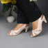 Women's Slingback Peep Toe Kitten Heel Sandal with Mesh Detail