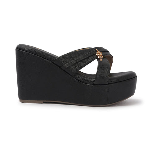 Women's Criss-Cross Strap Wedge Sandal with Charm Detail
