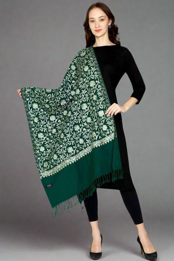 Women's Aari Embroidered Wool Stole