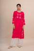 Falak Kashmiri Long Kurta In Pink Muslin With Aari