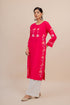 Falak Kashmiri Long Kurta In Pink Muslin With Aari