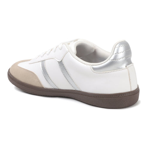 Women's Retro Stripe Canvas Lace-Up Lifestyle Sneaker