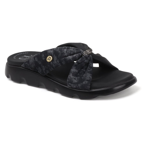 Women's Comfort Knit Knot Strap Embellished Slide Sandal