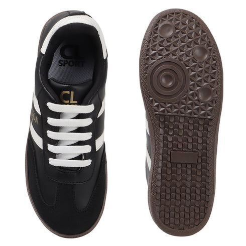 Women's Retro Stripe Canvas Lace-Up Lifestyle Sneaker