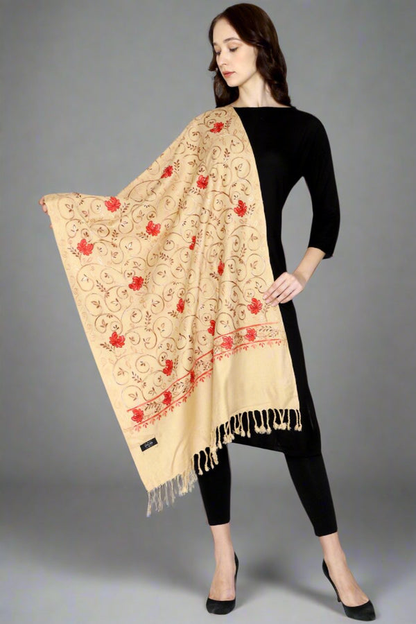 Women's Aari Embroidered Wool Stole
