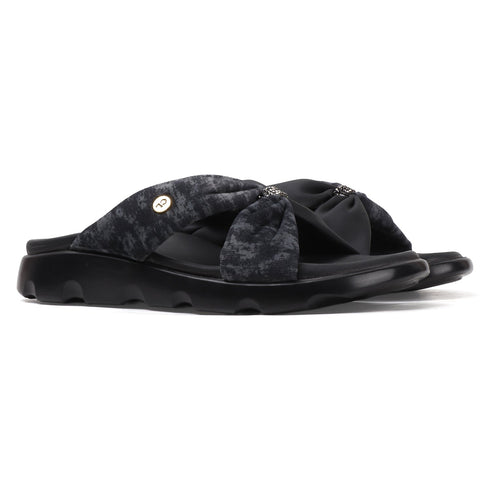 Women's Comfort Knit Knot Strap Embellished Slide Sandal