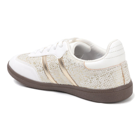Women's Retro Stripe Canvas Lace-Up Lifestyle Sneaker
