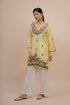 Falak Kashmiri Long Kurta In Yellow Chanderi Silk With Aari