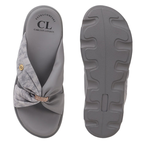 Women's Puffy Strap Bow Knot Slide Sandal