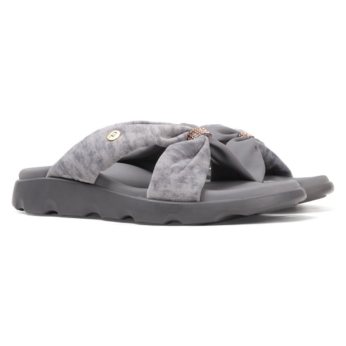Women's Puffy Strap Bow Knot Slide Sandal