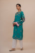 Asmeet in Falak Kashmiri Long Kurta In Turquoise Blue Muslin With Aari