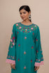 Asmeet in Falak Kashmiri Long Kurta In Turquoise Blue Muslin With Aari