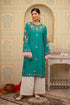 Asmeet in Falak Kashmiri Long Kurta In Turquoise Blue Muslin With Aari