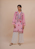 Falak Kashmiri Long Kurta In Pink Chanderi Silk With Aari