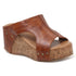 Women's High Wedge Mule Sandals with Cork Heel and Cut-Out Strap