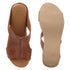 Women's High Wedge Mule Sandals with Cork Heel and Cut-Out Strap