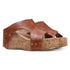 Women's High Wedge Mule Sandals with Cork Heel and Cut-Out Strap