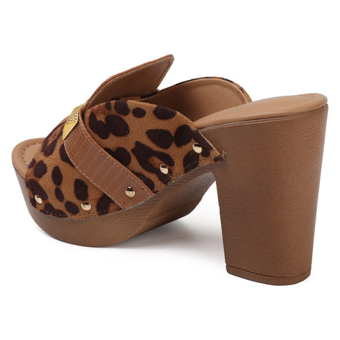 Women's High Block Heel Platform Mule Sandals