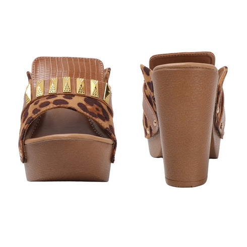 Women's High Block Heel Platform Mule Sandals